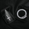 Sterling Silver Moissanite Diamond Ankh Cross Pendant Tennis Chain Necklace Set - Image 4