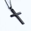 Silver 18 K Gold Plated Black Faith Cross Necklace Pendant Stainless Steel - Image 4
