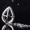 Black Oval Shape Stone Necklace Pendant Chain 18k White Gold Filled Necklace - Image 2