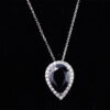 Black Oval Shape Stone Necklace Pendant Chain 18k White Gold Filled Necklace - Image 6