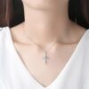 Sterling Silver Cross Necklace Cubic Zirconia Cross Pendant Necklaces for Women
