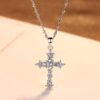 Sterling Silver Cross Necklace Cubic Zirconia Cross Pendant Necklaces for Women - Image 2