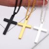 Silver 18 K Gold Plated Black Faith Cross Necklace Pendant Stainless Steel - Image 6