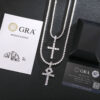 Sterling Silver Moissanite Diamond Ankh Cross Pendant Tennis Chain Necklace Set - Image 3