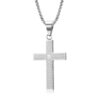 Polished Stainless Steel Men's Cross Necklace Plated with 18K Gold