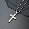 Polished Stainless Steel Men's Cross Necklace Plated with 18K Gold - Image 2