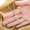 Zirconia Cross Necklace Freshwater Pearl 925 Sterling Silver Infinity - Image 2