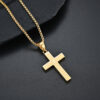 Polished Stainless Steel Men's Cross Necklace Plated with 18K Gold - Image 3