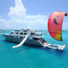 Inflatable floating platform dock swimming pool w safety net - Image 2