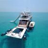 Inflatable floating platform dock swimming pool w safety net