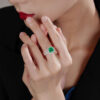 Senecure 18k Gold Emerald Gemstone Diamond Ring - Image 3
